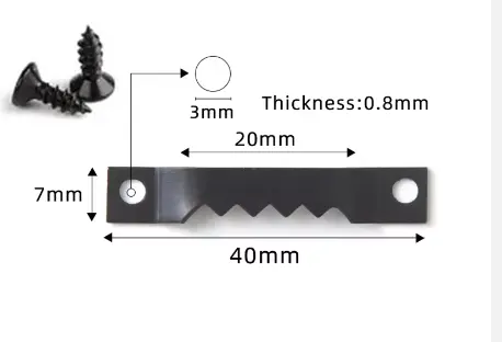 Závesná krokodilka na obraz čierna 2 ks skrutiek 40x7 mm